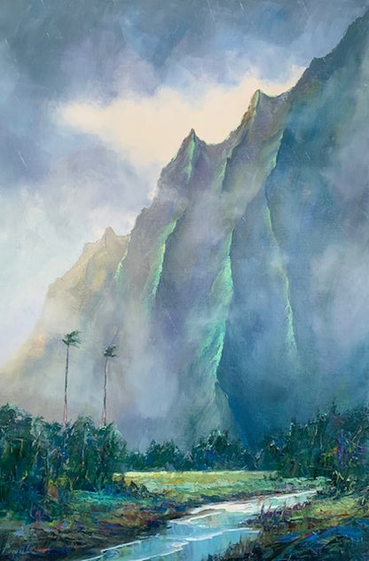 Pintura original: Lluvia sobre el Ko'olau de Michael Powell 24x36