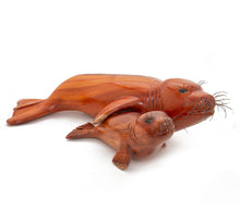 Koa Wood Sculpture "Monk Seal and Pup" by Craig Nichols