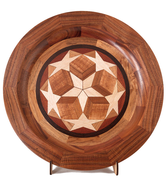 Segmented Koa Platter "Seeing Stars 401" 20" by Mark and Karen Stebbins