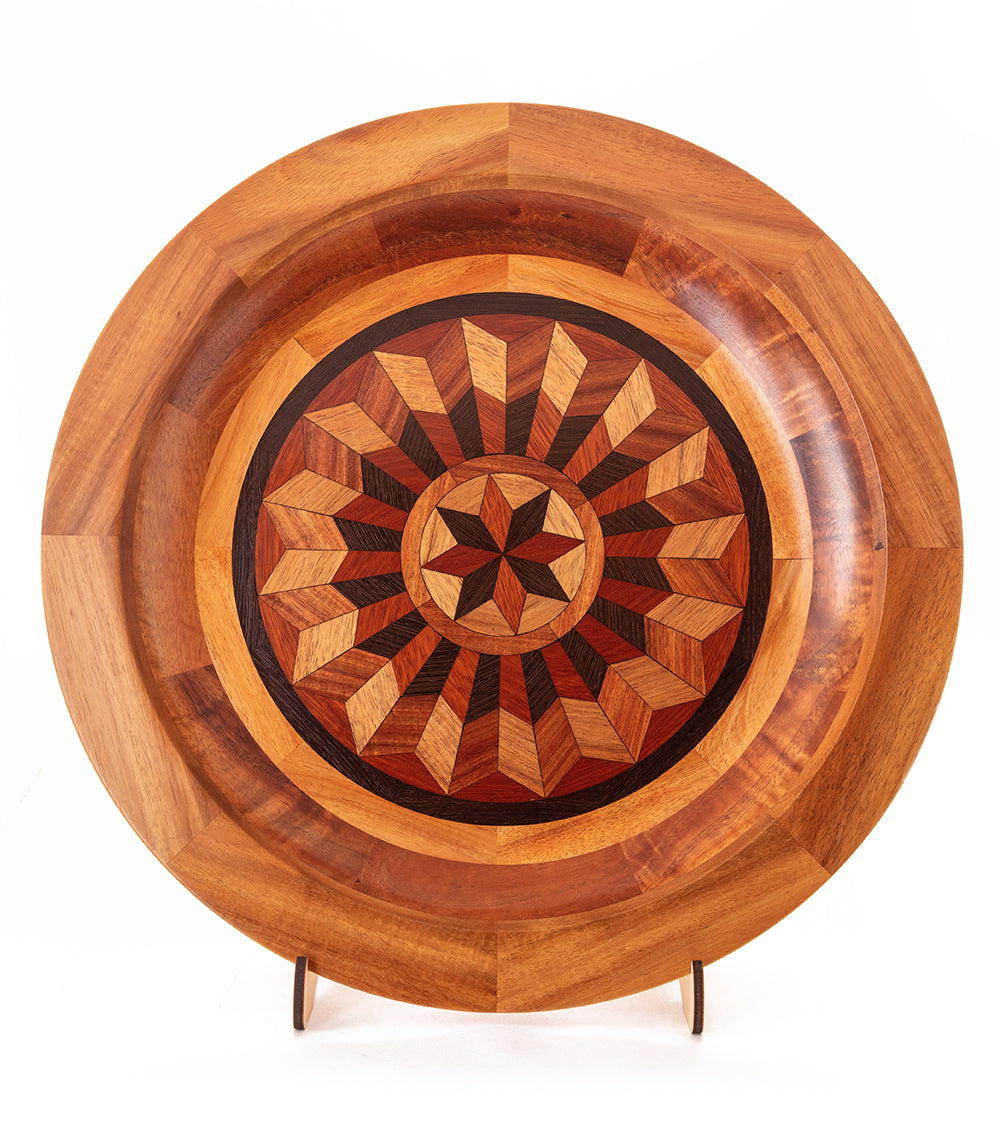 Segmented Koa Platter "Supernova" 20" by Mark and Karen Stebbins