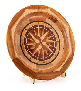 Segmented Koa Platter "Compass Rose" 20" by Mark and Karen Stebbins