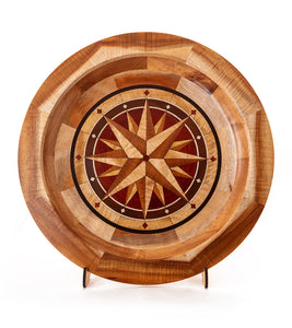 Segmented Koa Platter "Compass Rose" 20" by Mark and Karen Stebbins