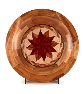Segmented Koa Platter "Poinsettia 412" 20" by Mark and Karen Stebbins