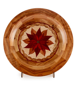 Segmented Koa Platter "Poinsettia 413" 20" by Mark and Karen Stebbins