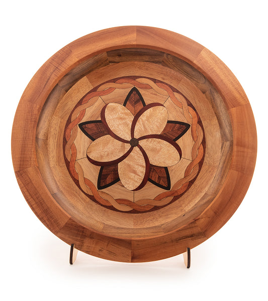 Segmented Koa Platter "Plumeria 414" 20" by Mark and Karen Stebbins