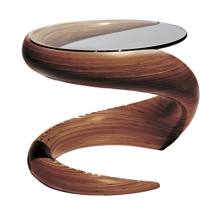 Spiral Table with Inset Glass Top