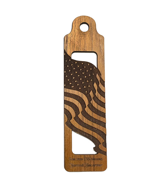 USSミズーリ チーク材ブックマーク「オールドグローリー」