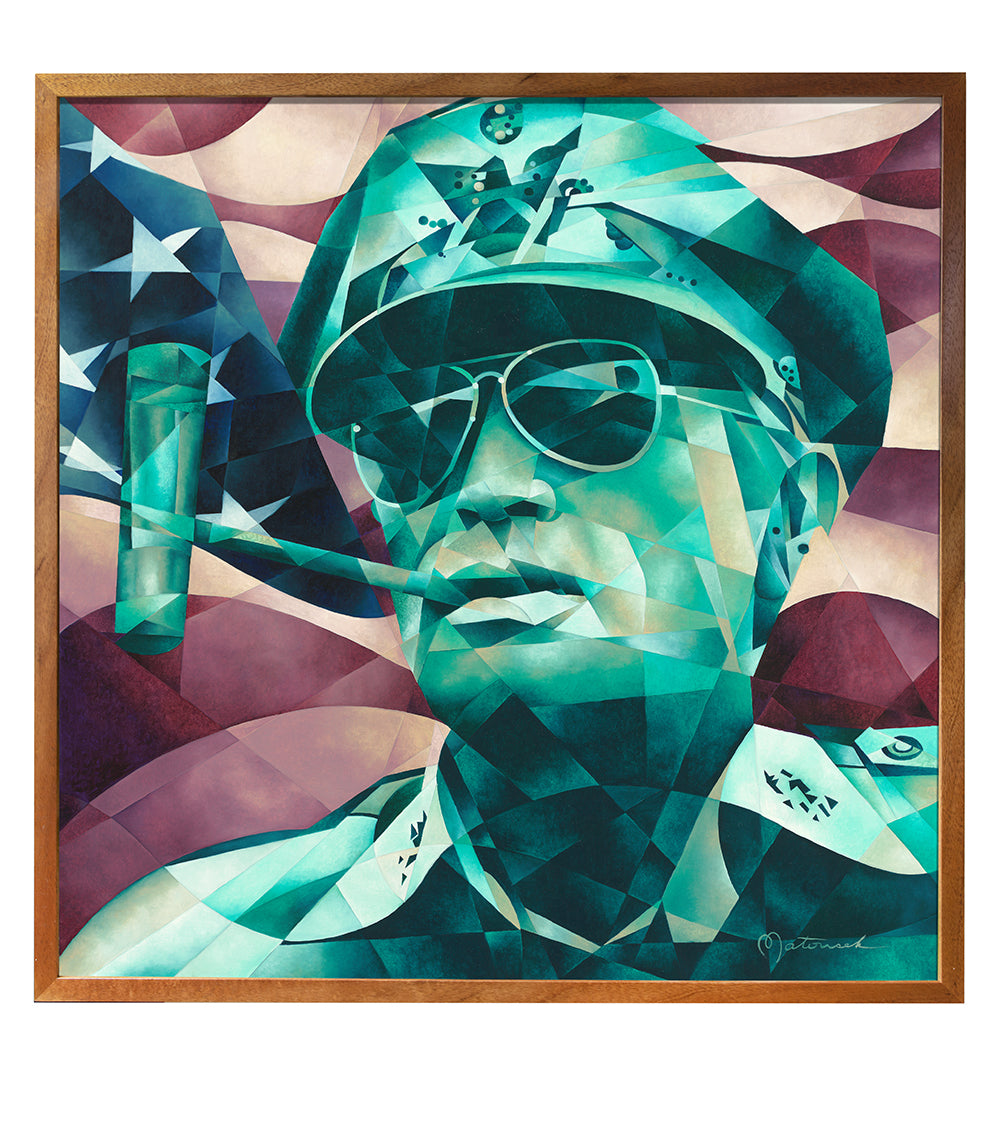 Original Painting "General MacArthur" in Koa Frame by TJ Matousek