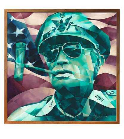 Original Painting "General MacArthur" in Koa Frame by TJ Matousek