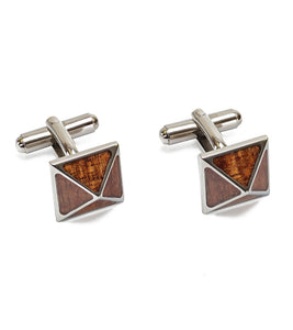 Koa Cuff Links - Pyramid