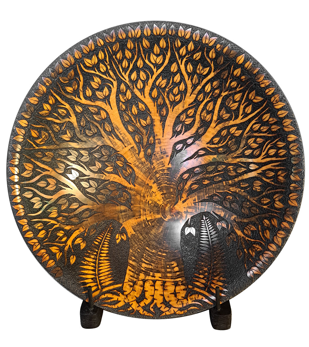 Pyrography Cook Pine Platter with stand 