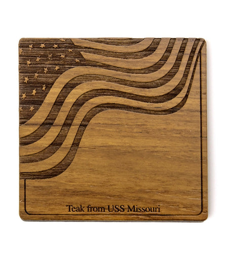 USS Missouri Teak Coaster, USA Flag