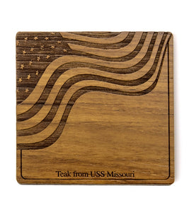 USS Missouri Teak Coaster, USA Flag