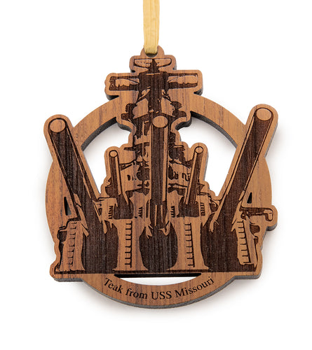 USS Missouri Teak Ornament, Big Guns
