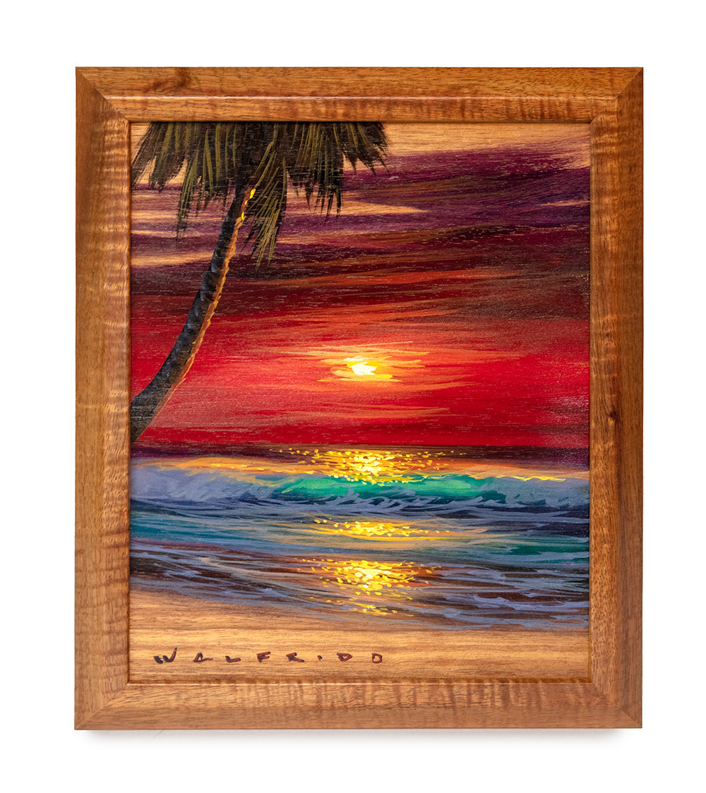 Original Painting: Acrylic on Koa: Sunset Seascape by Walfrido Garcia