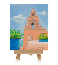 Original Oil Painting "The Pink Tower 645" with Table-top Easel by Laura Wiens
