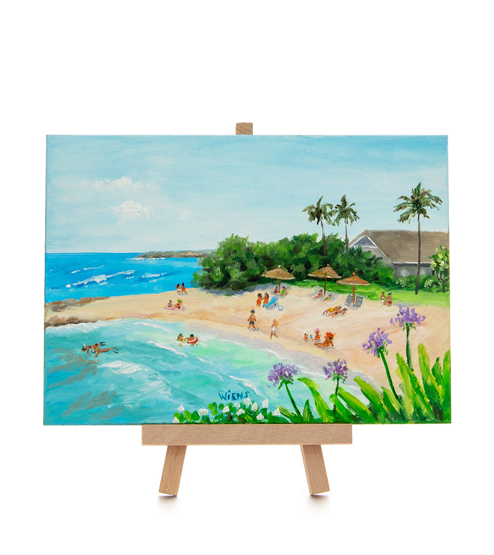 Original Oil Painting "Turtle Bay 661" with Table-top Easel by Laura Wiens
