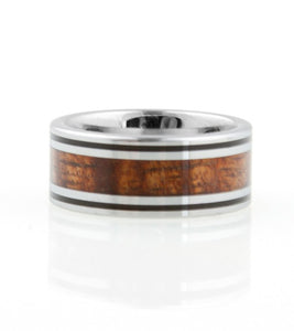 Koa Eternity Ring - Black Stripe