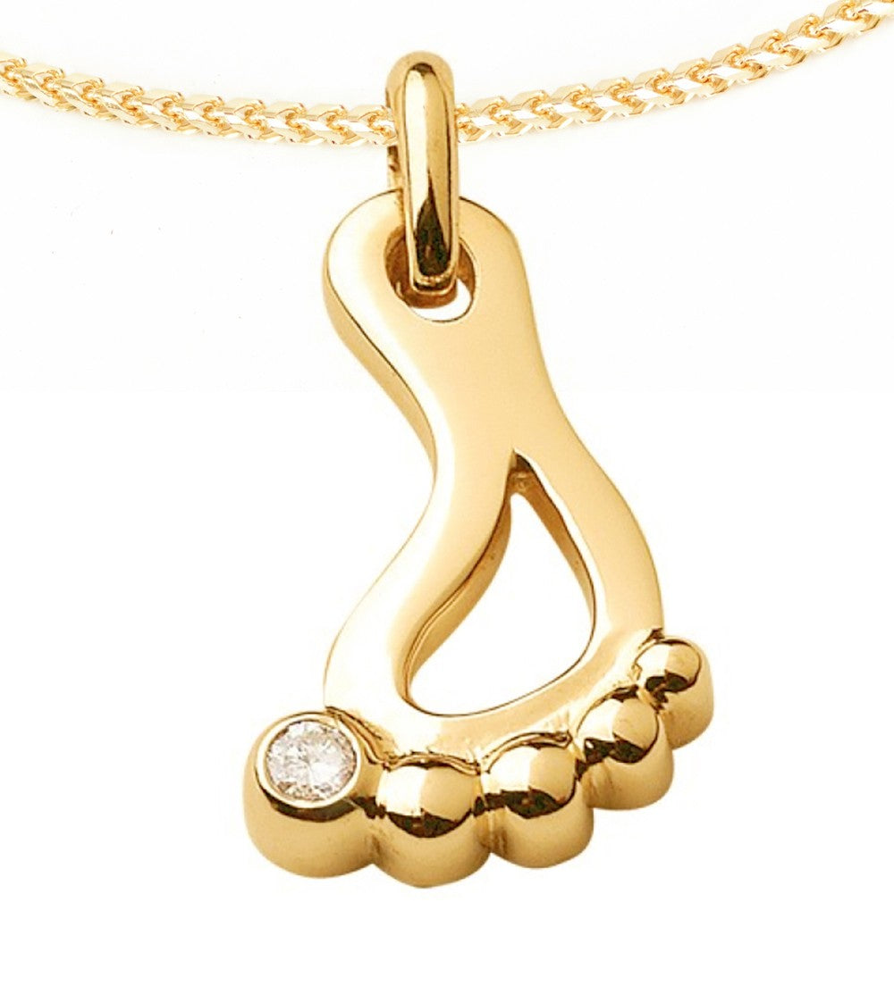 Yellow 14K Gold Barefootin' Pendant with Diamond