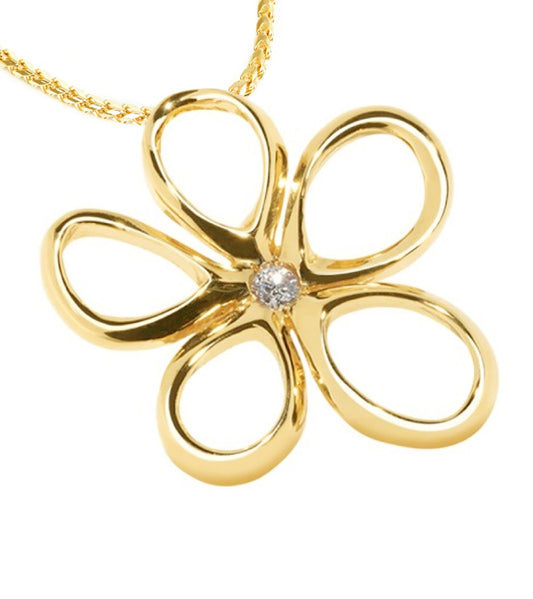 イエロー14Kゴールドプルメリアの花びらとダイヤモンド