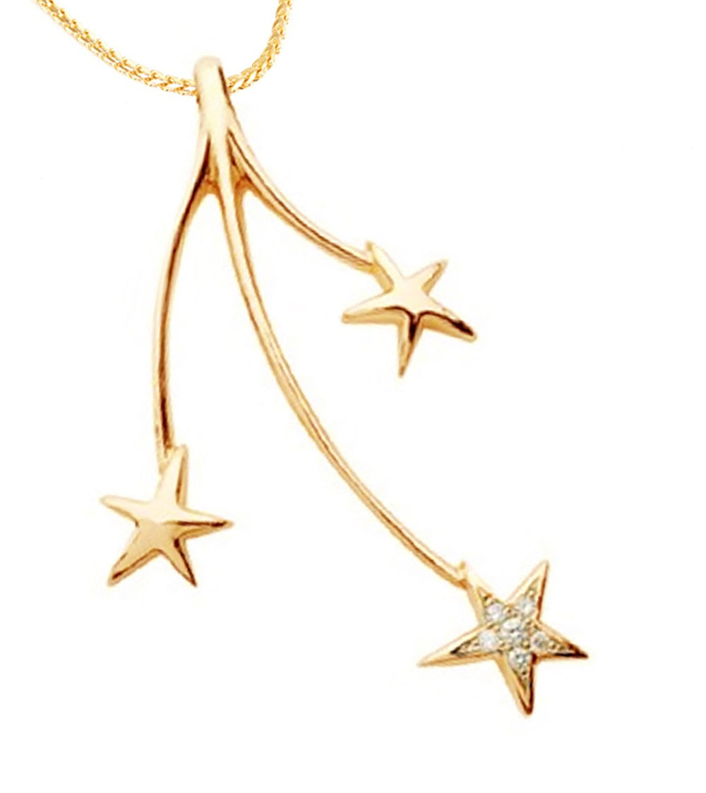 Yellow 14K Gold "Shooting Stars" Pendant with Diamond