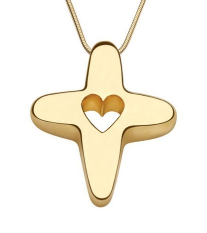 イエロー14Kゴールド「神は愛」クロスペンダント