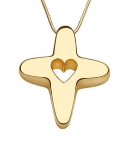 Yellow 14K Gold "God is Love" Cross Pendant