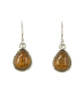 Koa Single Tear Earrings Rhodium