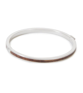 Koa Rhodium Bangle, Hinged