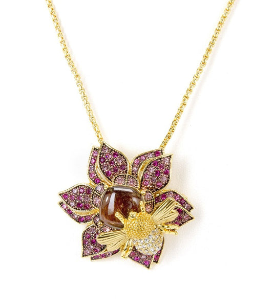 Colgante de abejorro fucsia-rosa de Koa, joyería fina de Koa