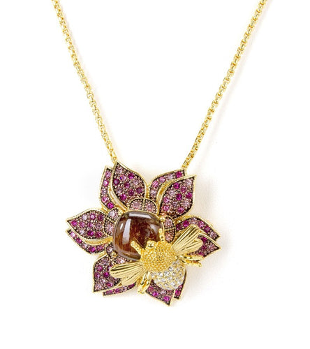 Koa Fuchsia-Rose Bumble Bee Pendant Koa Fine Jewelry