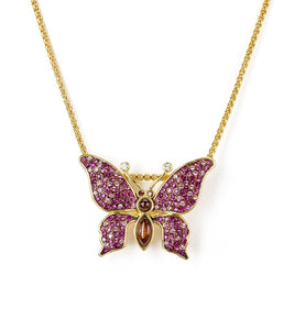 Koa Fuchsia-Rose Butterfly Pendant Koa Fine Jewelry