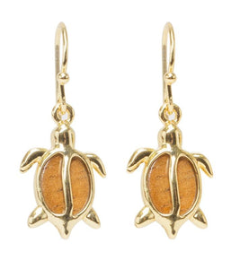 Koa Petro Gold Honu Earrings