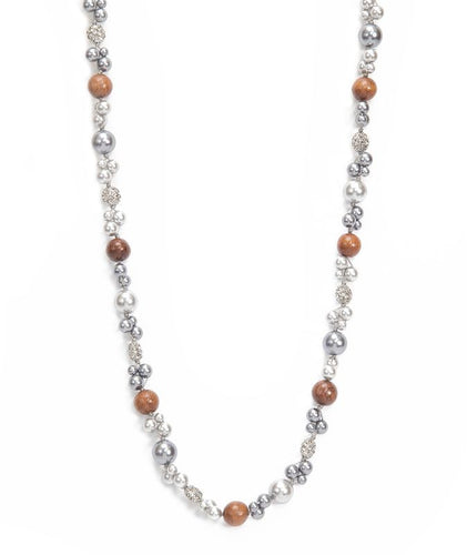 Ali'i Rhodium Long Pearl Necklace