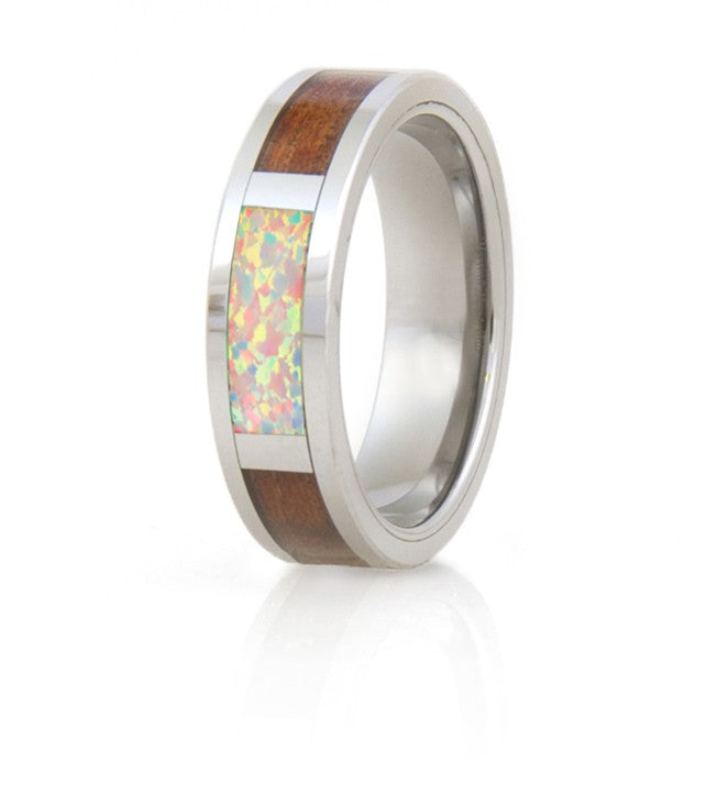 Koa Eternity Ring - Opal