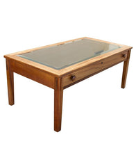 Plantation Coffee Table with Glass Top and Drawer