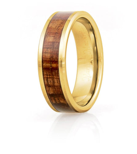 Koa Eternity Ring - Beveled Gold