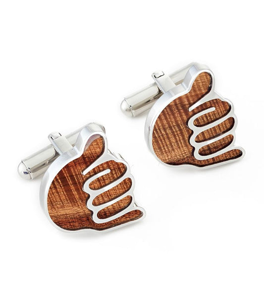 Koa Shaka Cuff Links