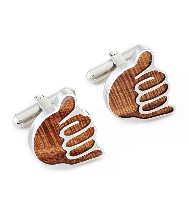 Koa Shaka Cuff Links